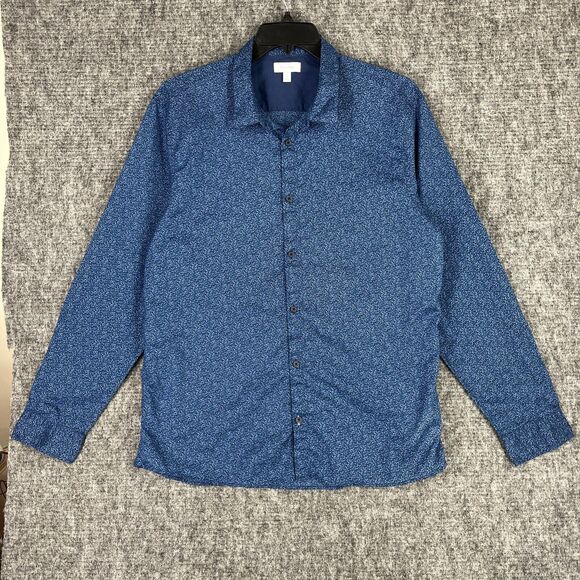CALVIN KLEIN SHIRT MENS XL BLUE PARTY DANCE CLUB‎ BUTTON-FRONT LONG-SLEEVE - Picture 2 of 13